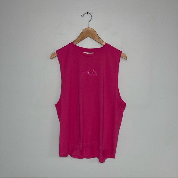 Fila Muscle Tee Women’s Size XL Pink Glow Cotton Sleeveless Relaxed Tank Diella - Picture 3 of 12